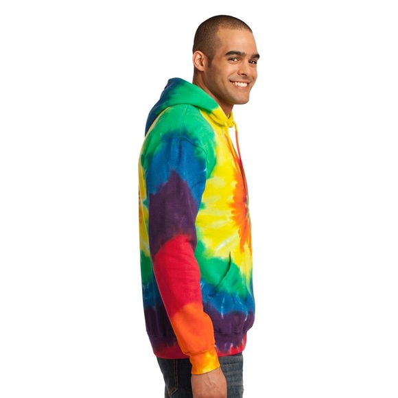 Tie-Dye Pullover Hooded Sweatshirt RAinbow - Picture 3 of 3